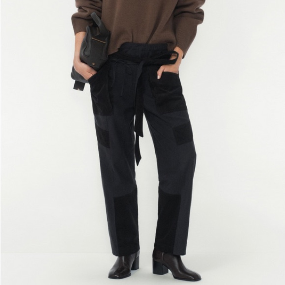 Zara Patchwork Cargo Trousers Belted Pants The Item Zara Woman Size‎ L NWT